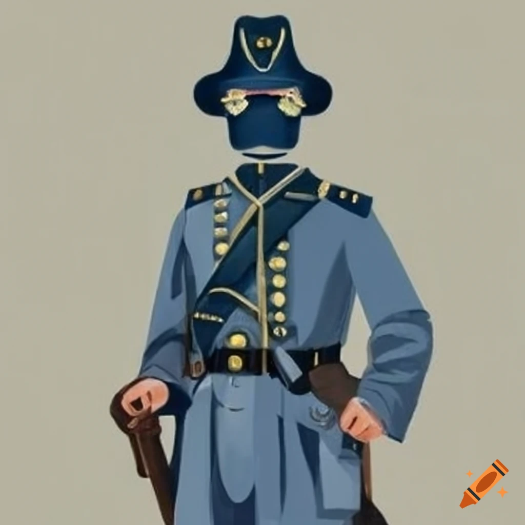 Civil war soldier in gray uniform with blue mask on Craiyon