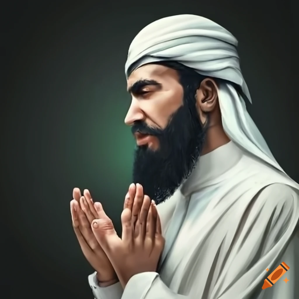 Muslim man praying with a beard