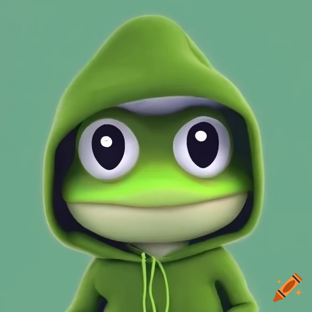 cute character wearing a green hoodie