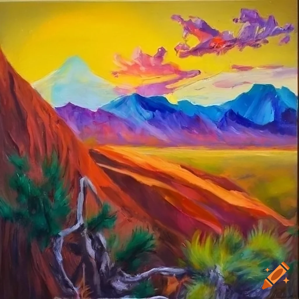 Oil painting of the organ mountains in las cruces nm