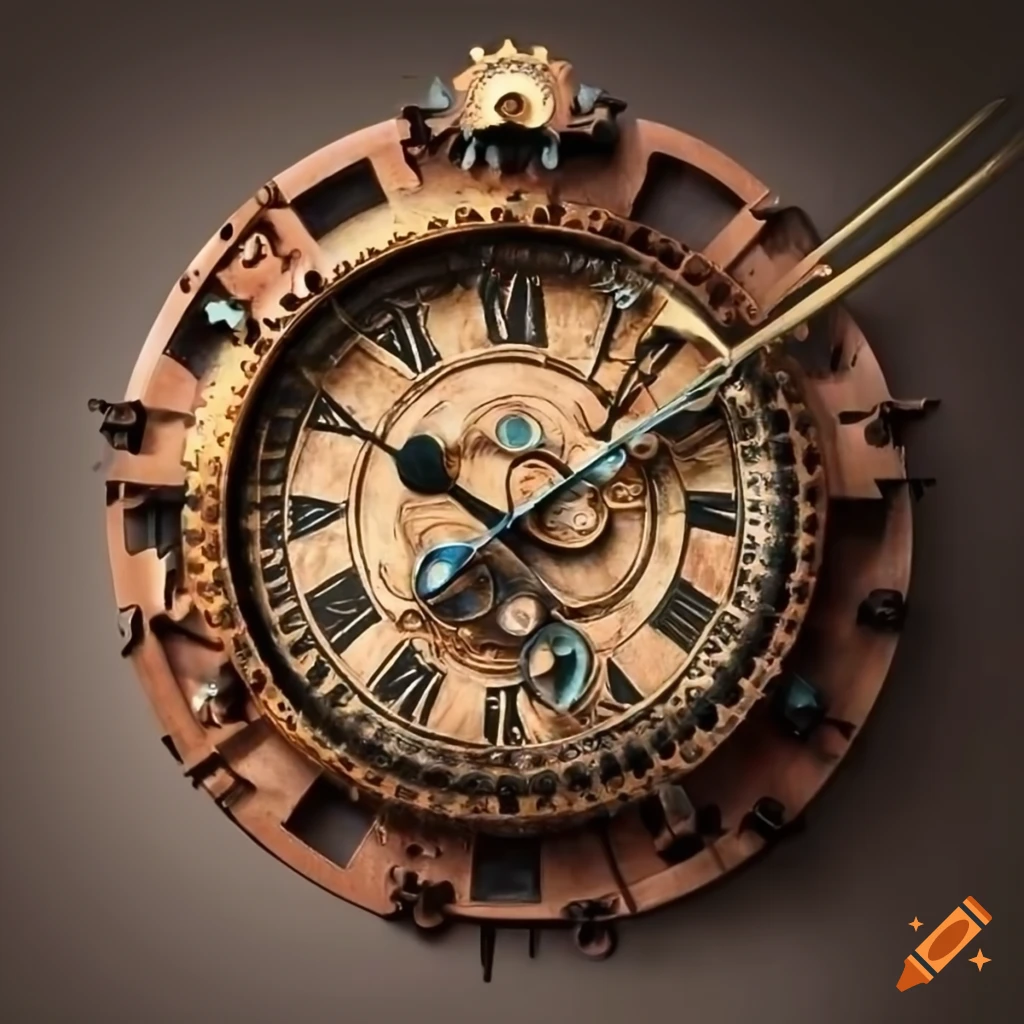 Steampunk wall clock with exposed gears and intricate design