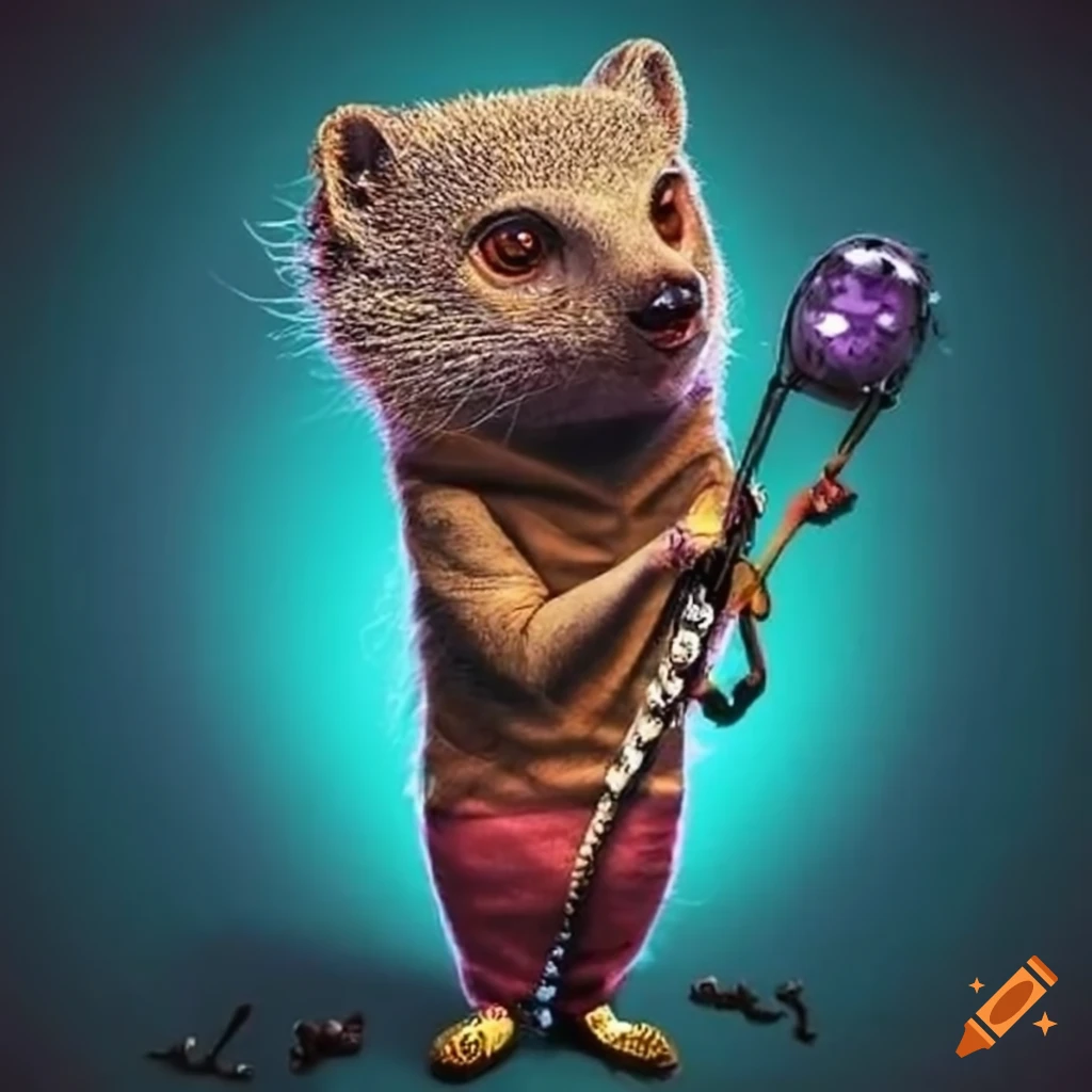 Image of a rapper mongoose with bling