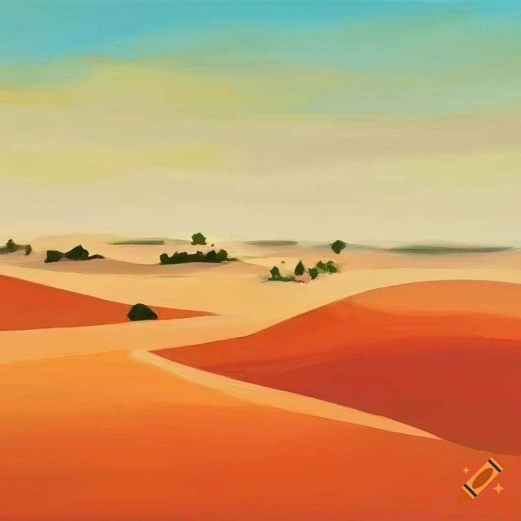 minimalist painting of a desert landscape