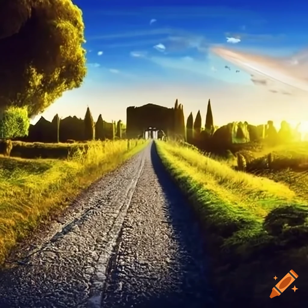ancient Romans building roads in the countryside