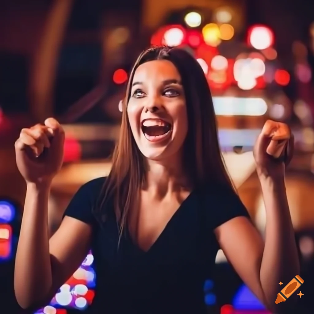 Person celebrating a casino jackpot win