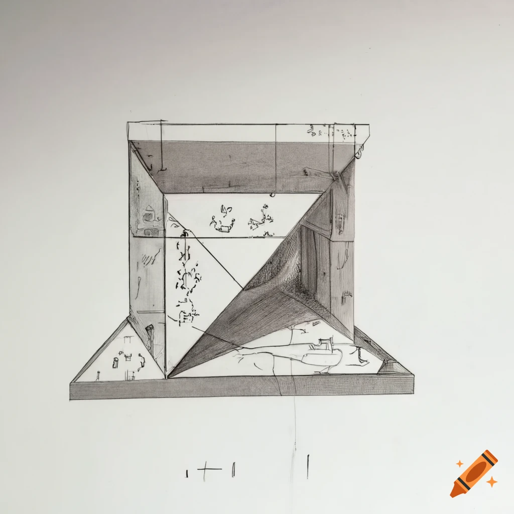 flat dihedral views of a piece in technical drawing
