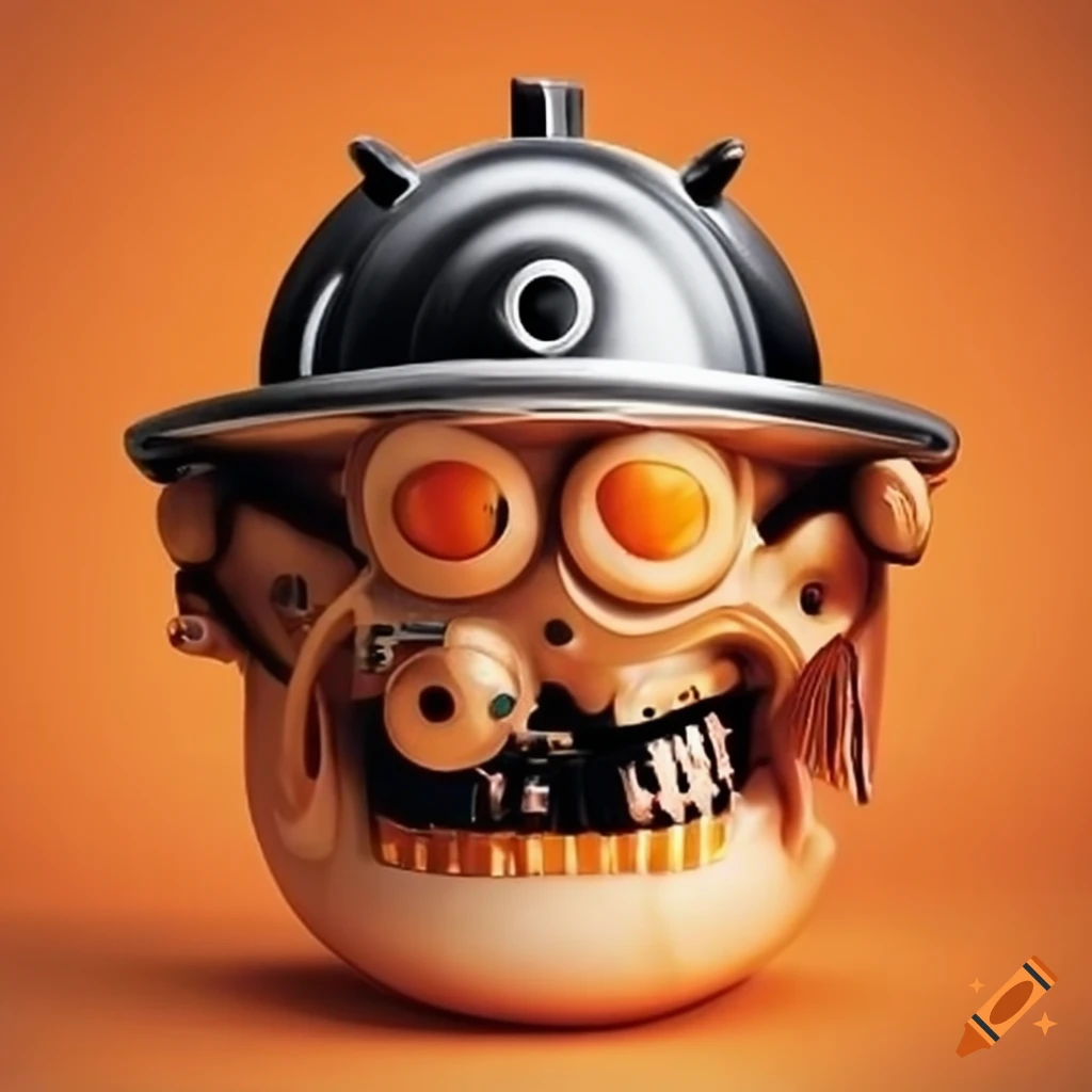 Satirical clockwork orange-themed kitchen gadget