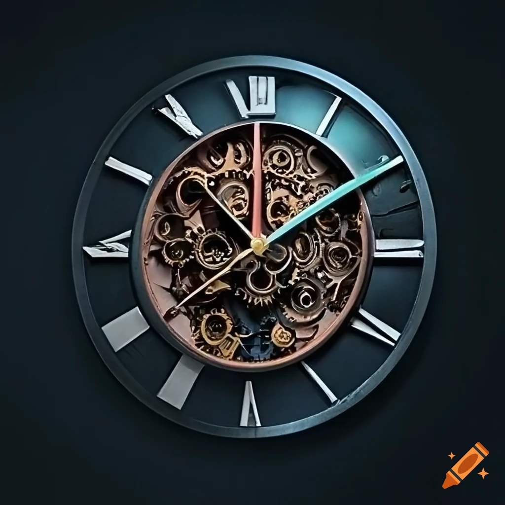 Mechanical wall clock with futuristic design
