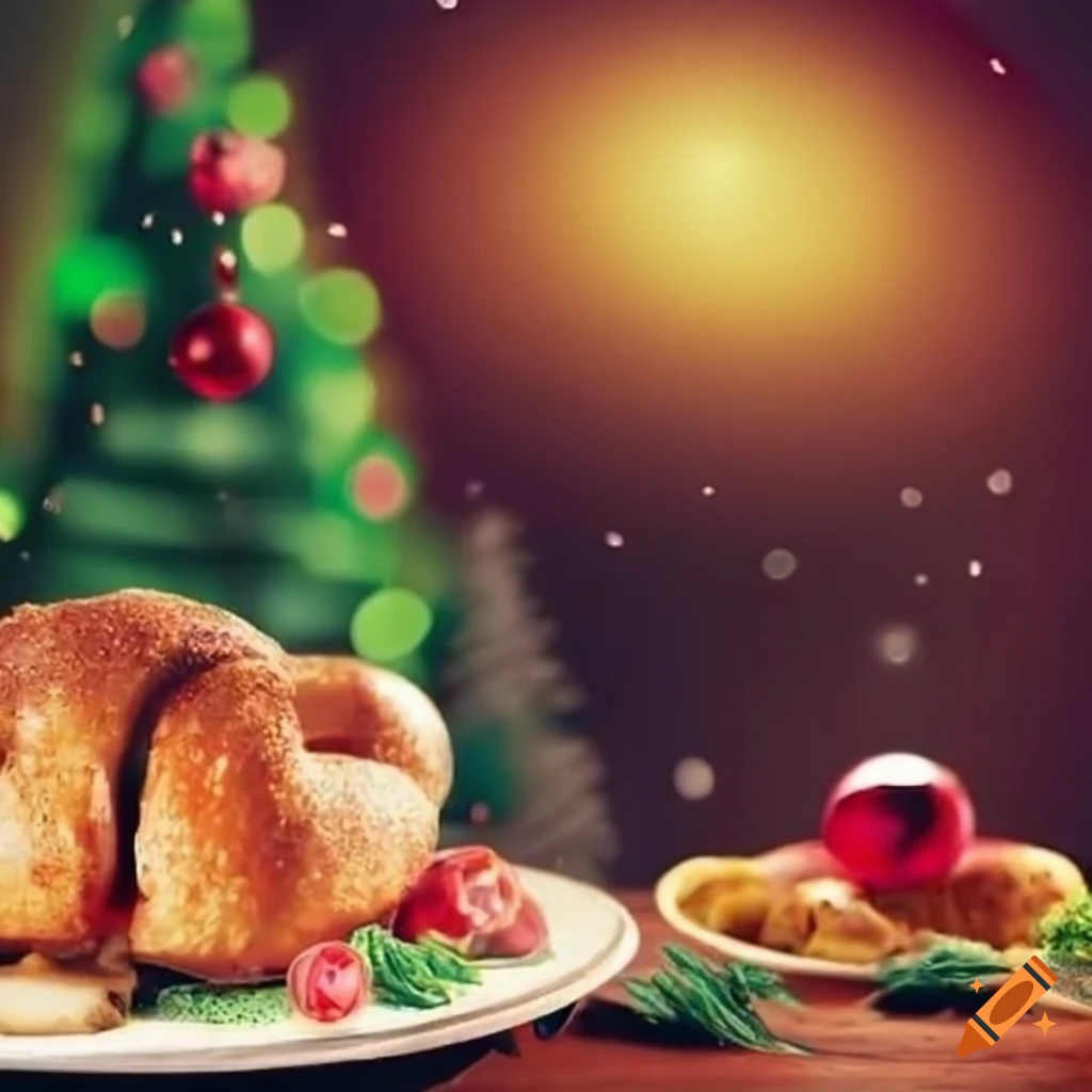 Christmas meal with a neutral background