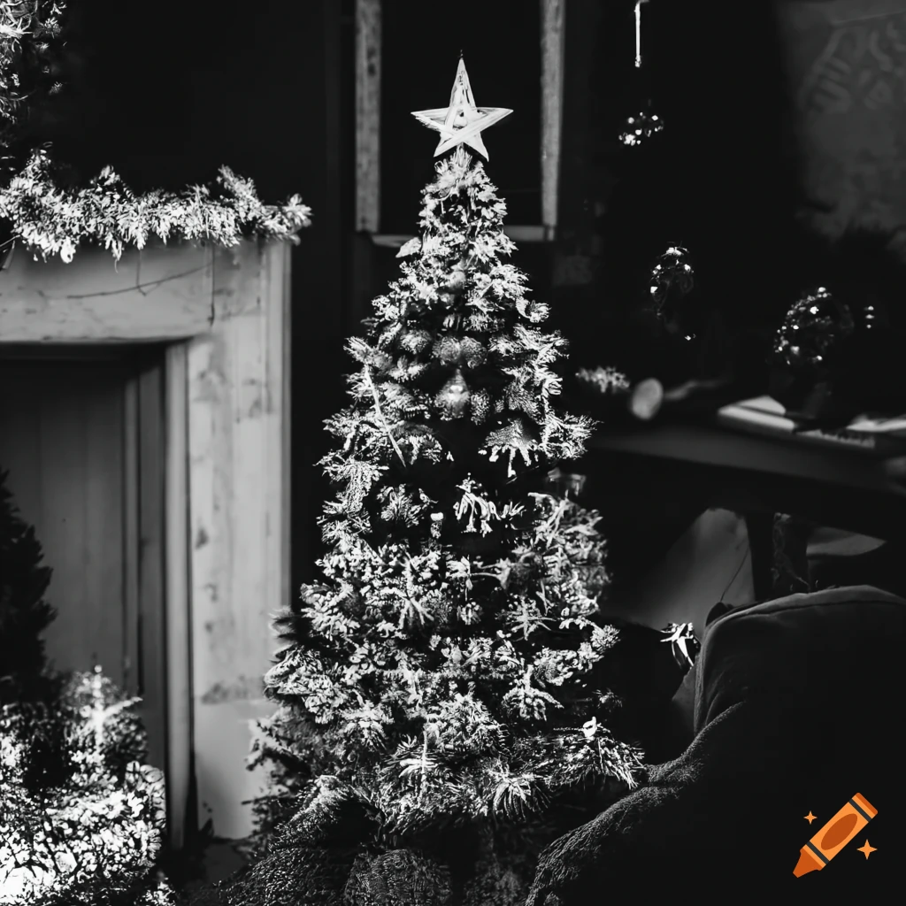 Black and white christmas tree logo on Craiyon