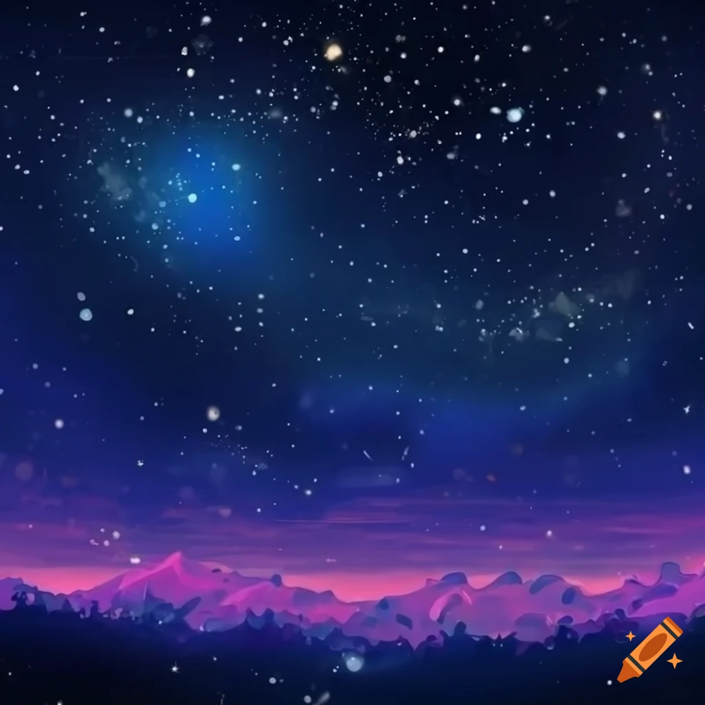 Colorful Sparkly Night Sky In Anime Style 