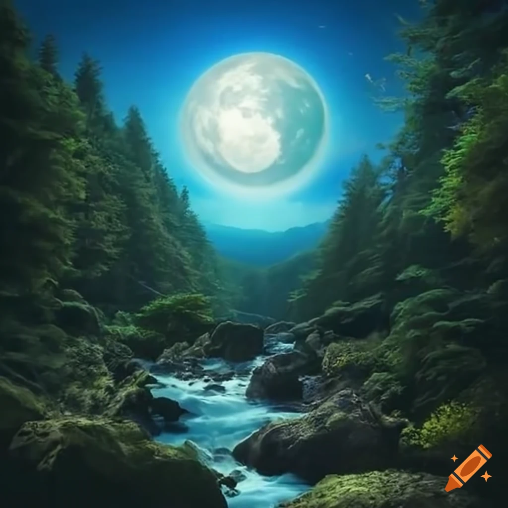 mountain trail under moonlight