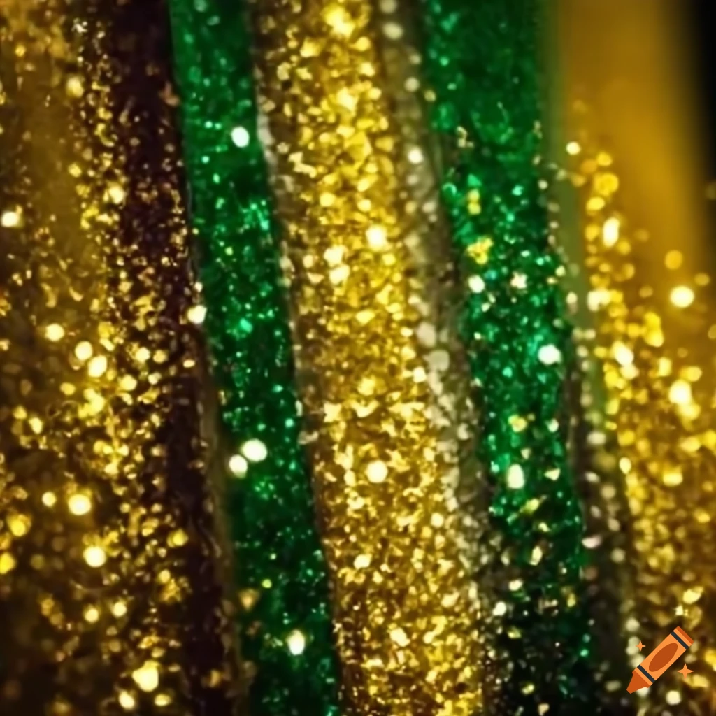 glittery green and gold camouflage cheerleading design