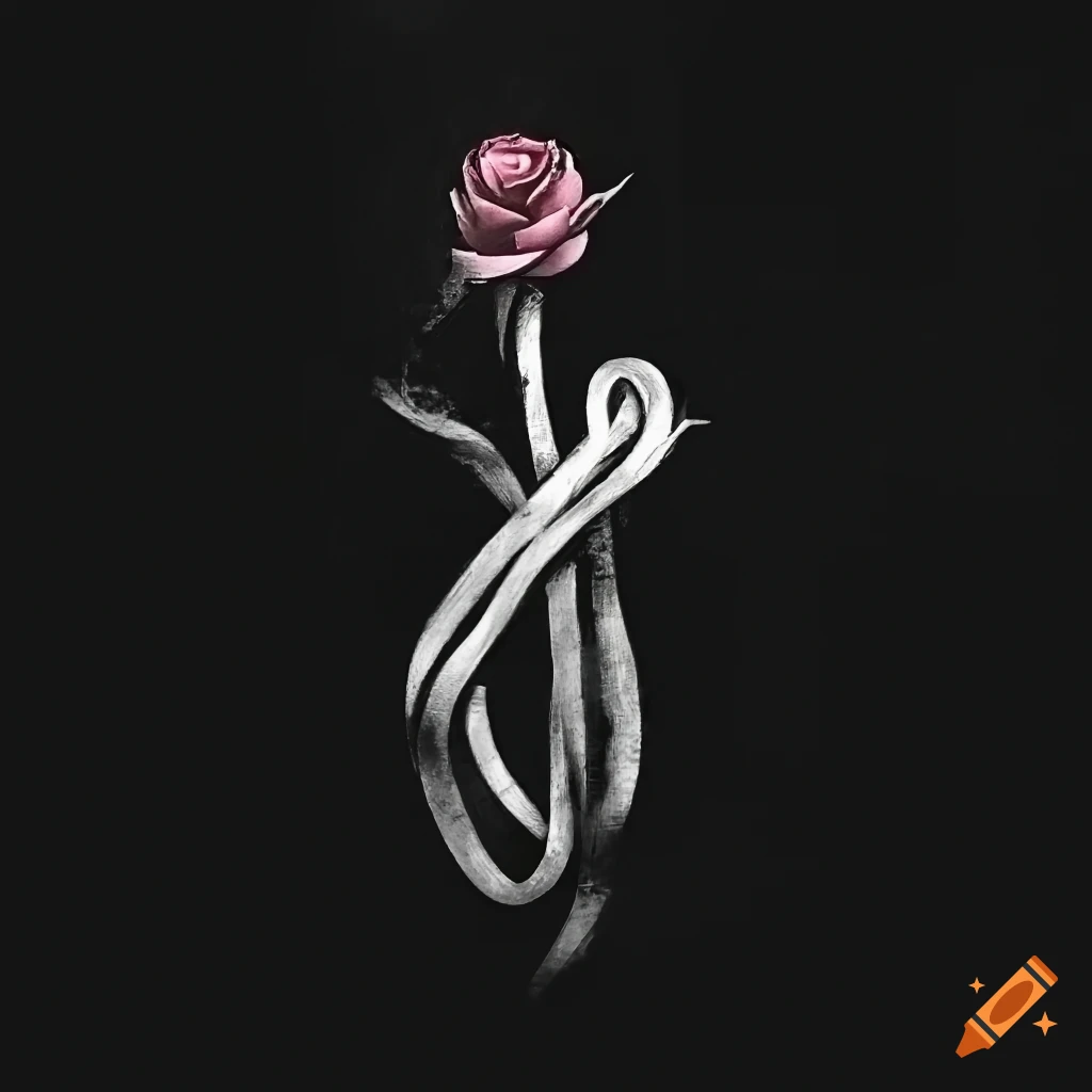 minimalist logo design with a pink rose and a hangman's knot intersecting