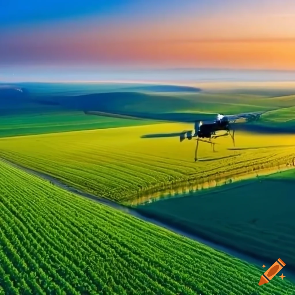 vue aérienne d'un champ agricole avec un drone