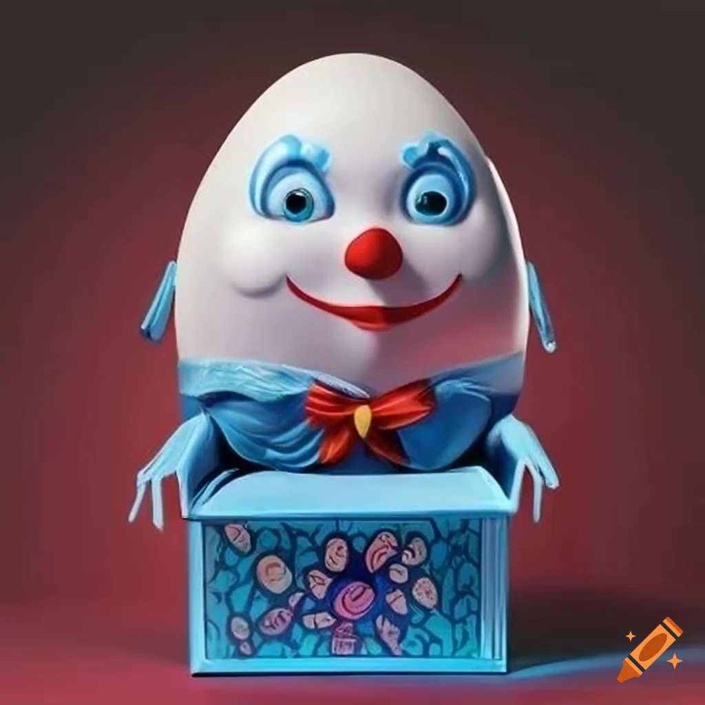 Sombre reflective jackinthebox with humpty dumpty theme on Craiyon