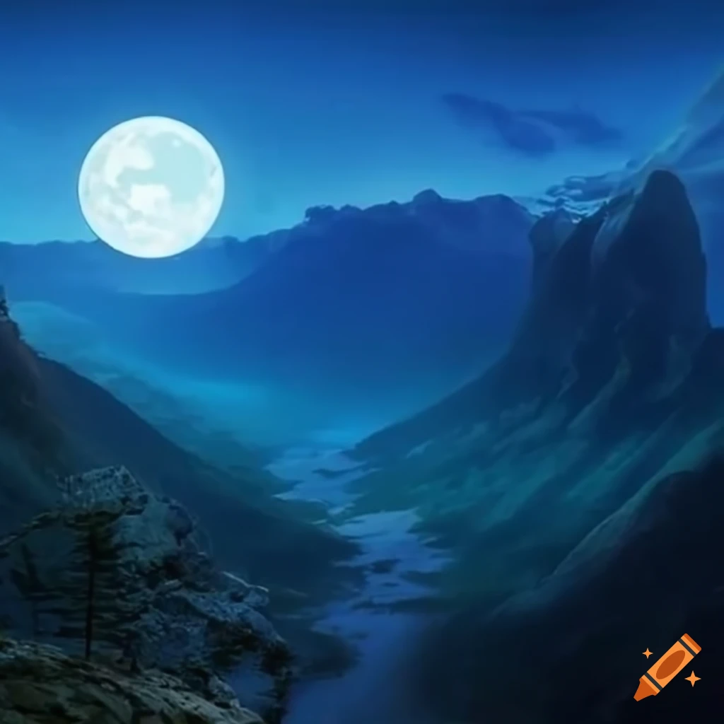 mountain trail under moonlight