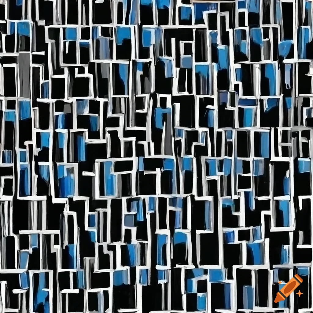 Abstract mosaic painting of people in a maze on Craiyon