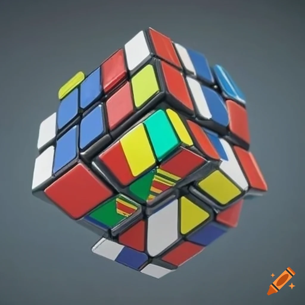 Rubik's cube with flags on each side on Craiyon