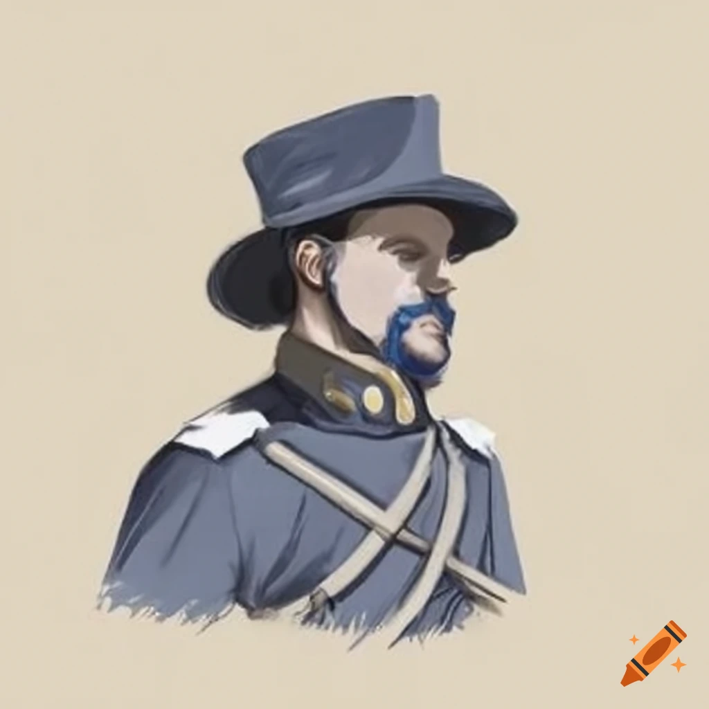 Portrait of a civil war soldier in gray uniform on Craiyon