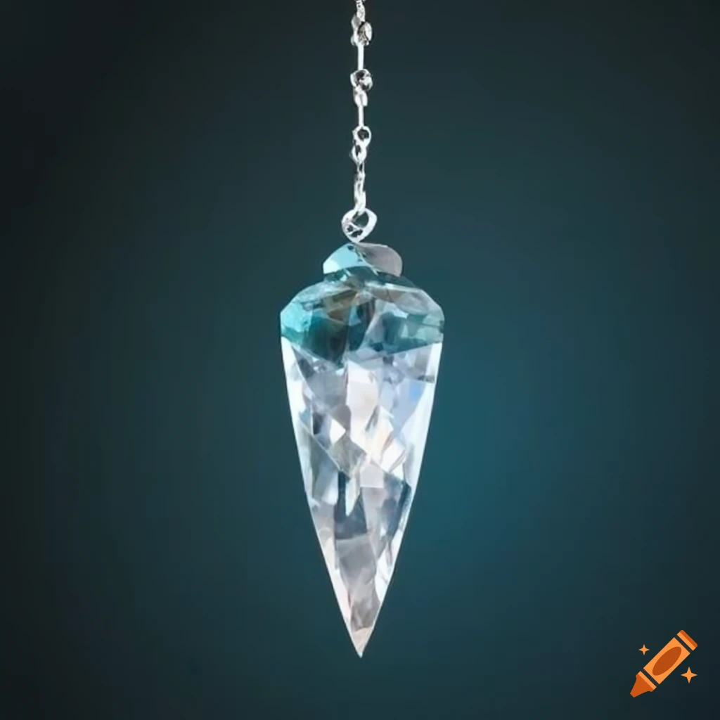 Photo of a crystal pendulum hanging from an arch on Craiyon