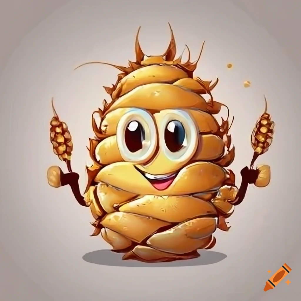 cartoon character made of wheat cereal