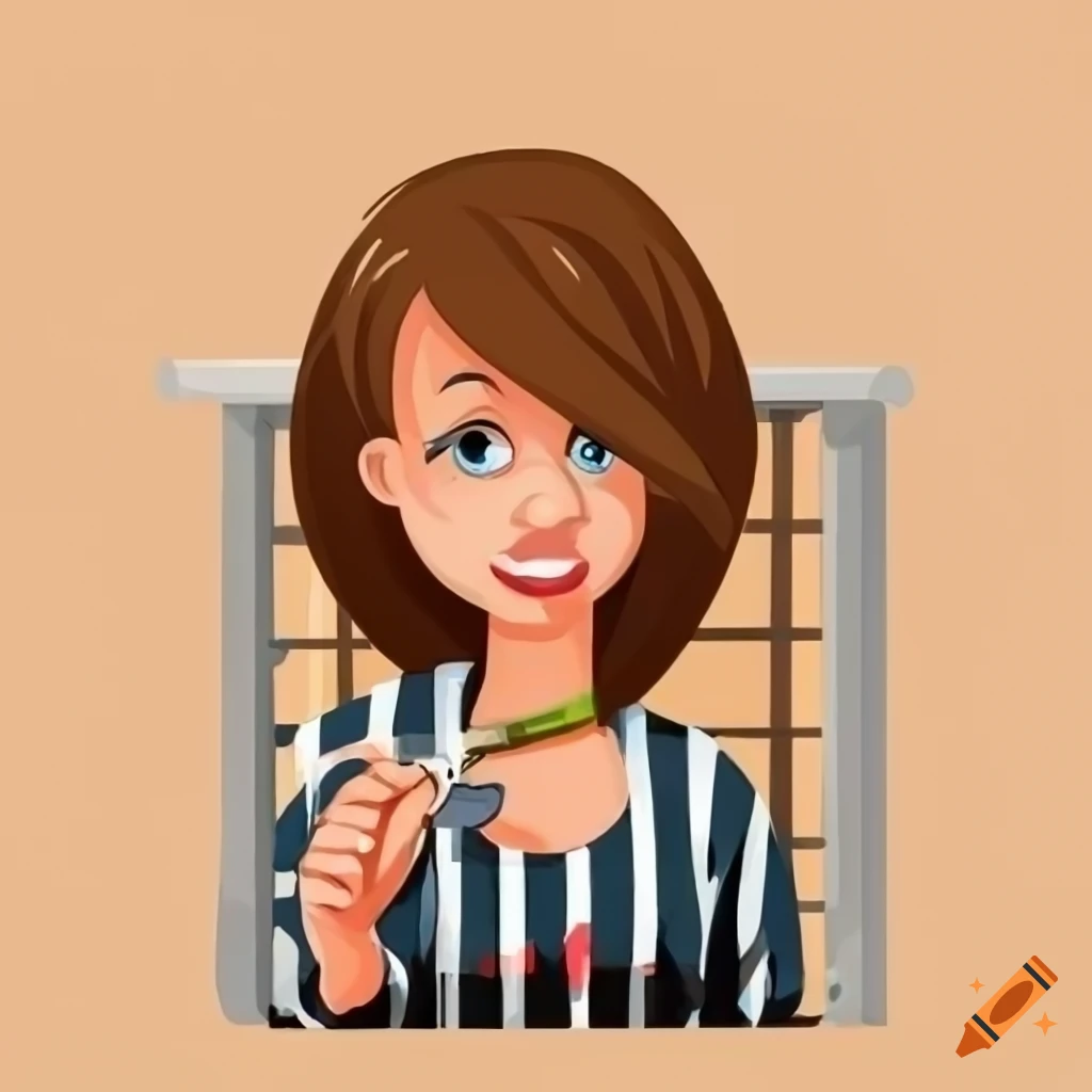 cartoon woman in a prison cell