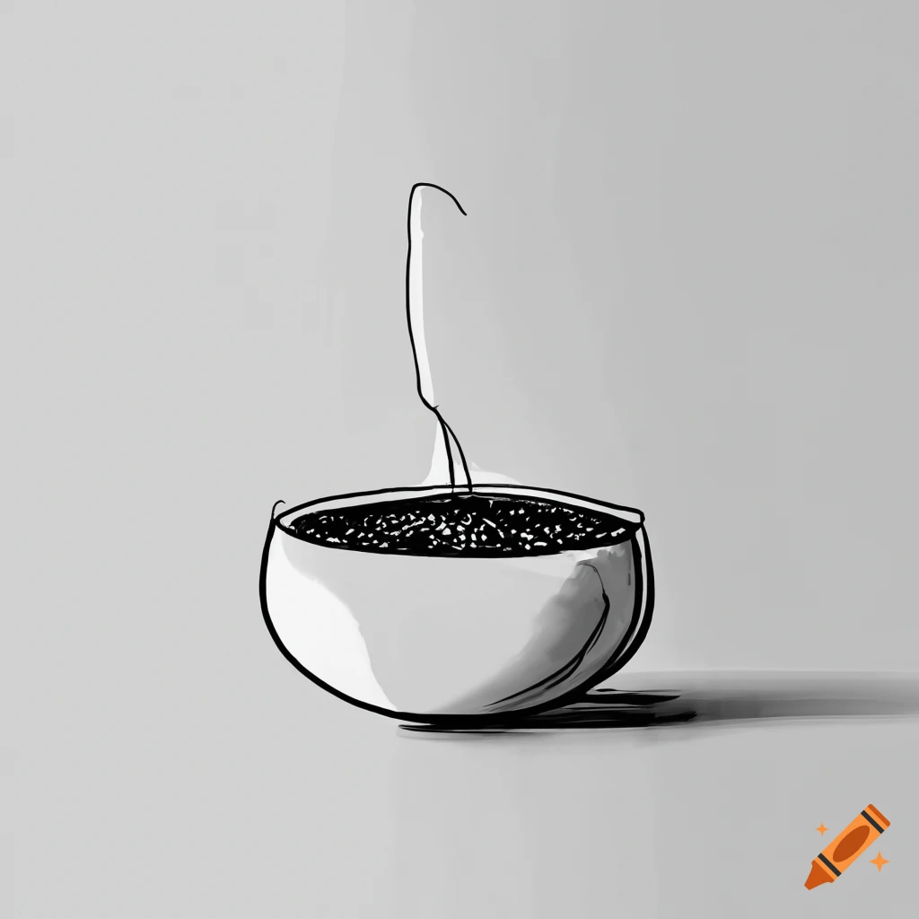 minimalist continuous line drawing of vichyssoise soup