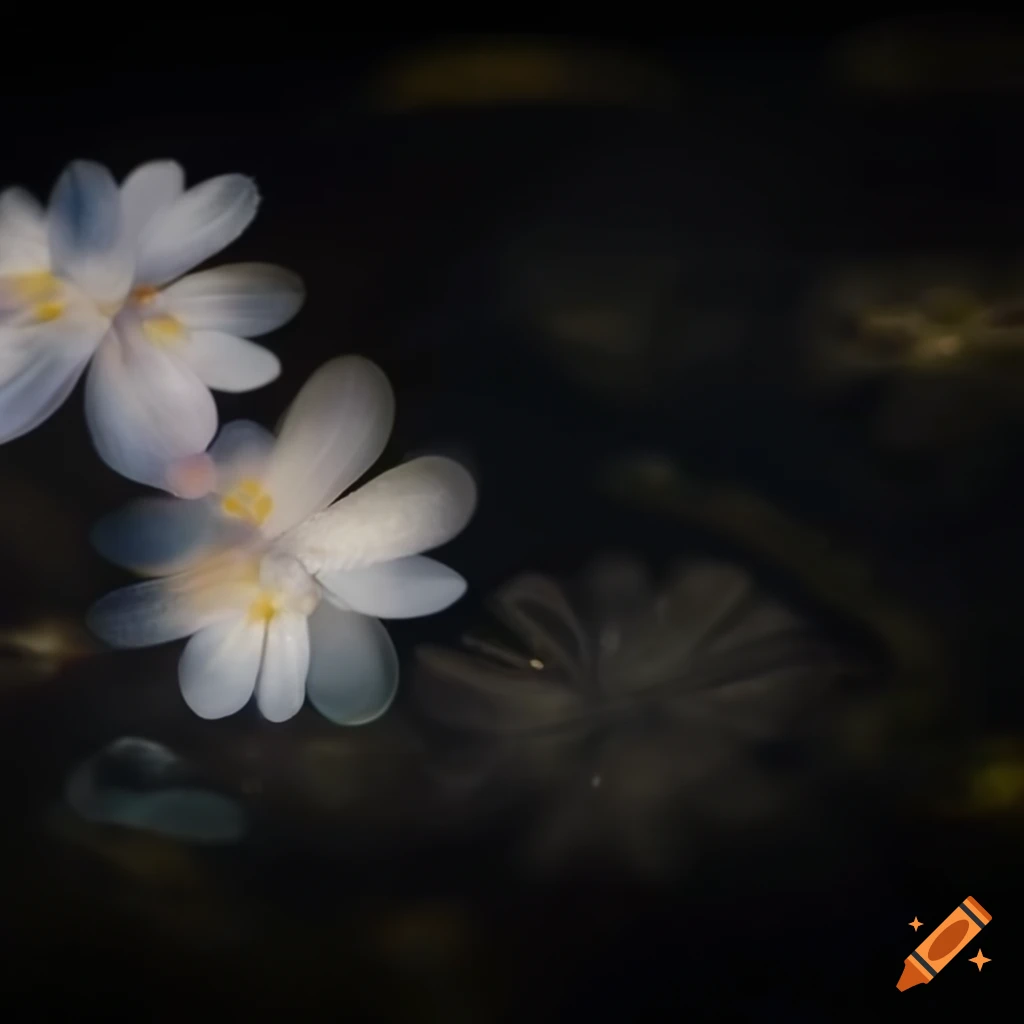 Delicate flowers submerged in water