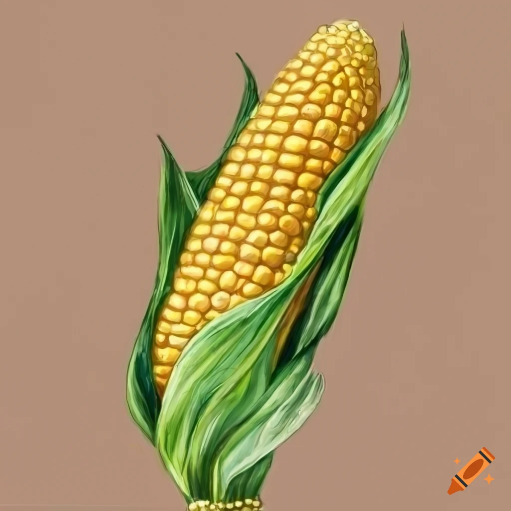 Realistic drawing of a sweet corn on Craiyon