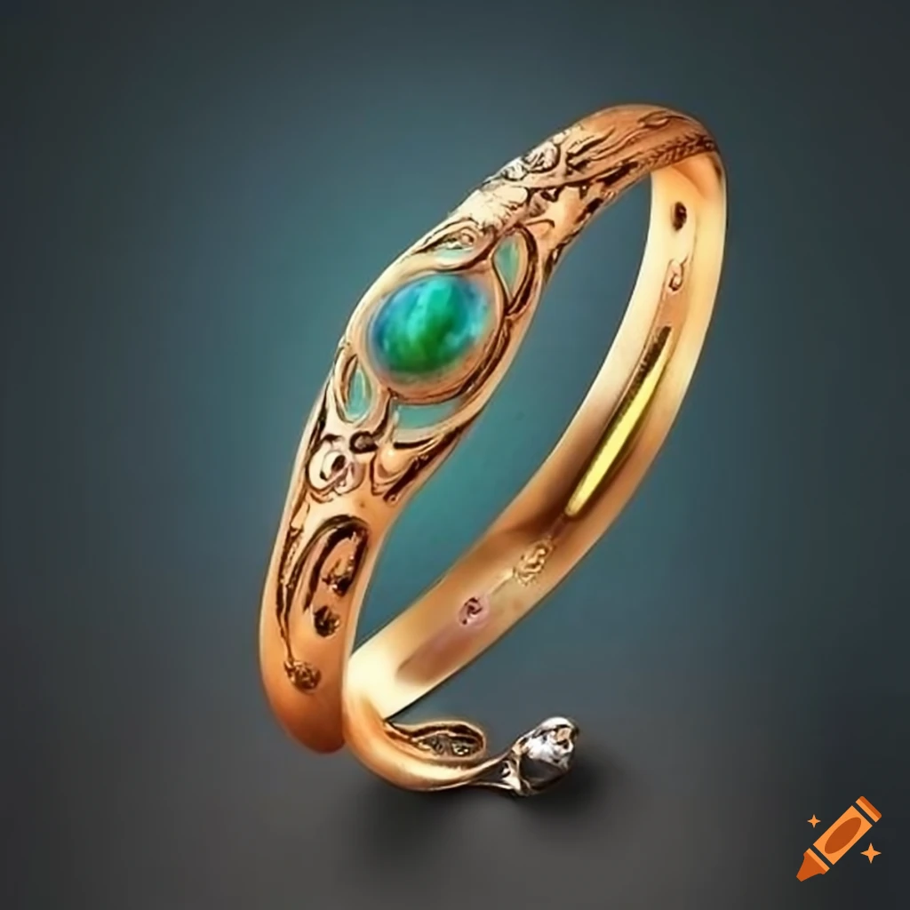 Bracelet Ancien En Laiton Style Art Nouveau - Fin XIXe Siècle - Bijou Vintage - Origine France