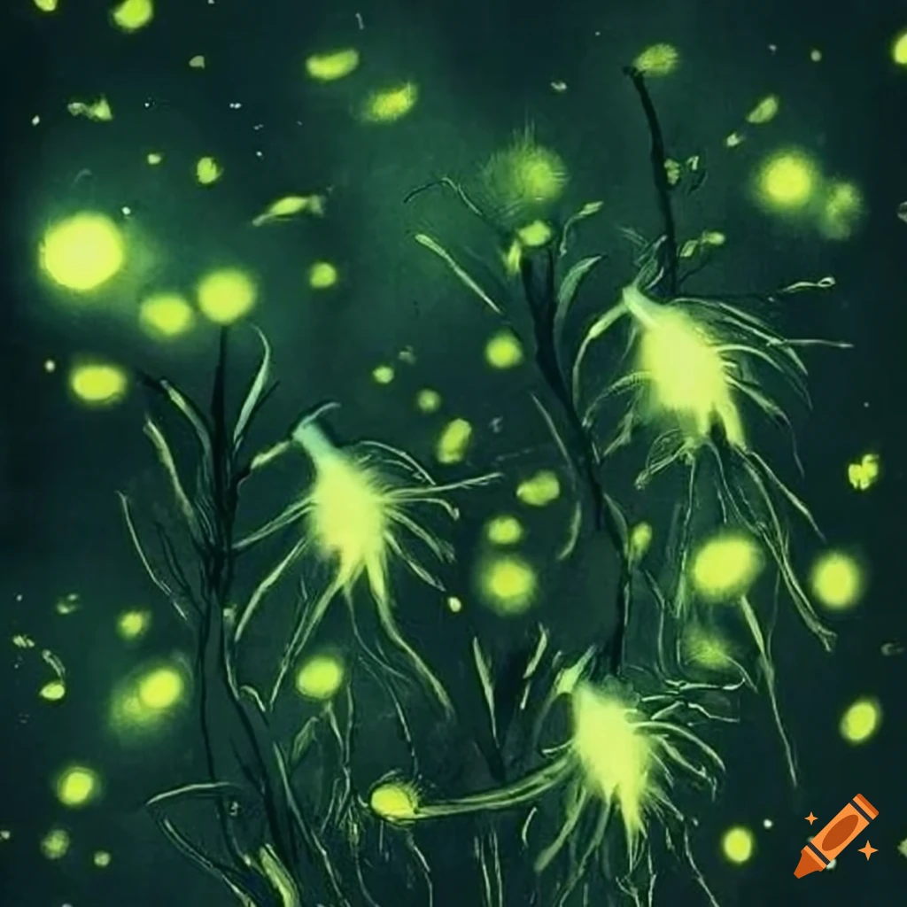 x-ray style illustration of fireflies