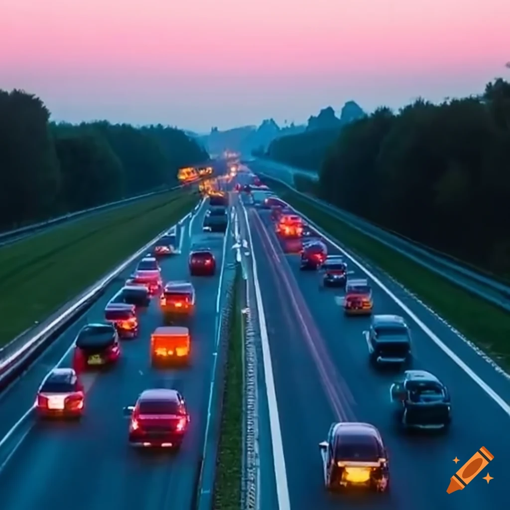 morning traffic on a busy highway