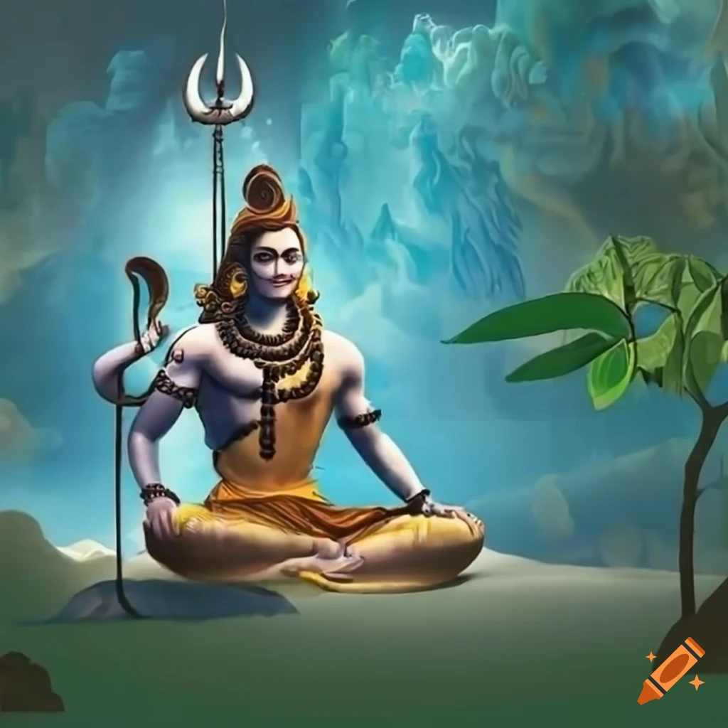Lord shiva meditating in nature