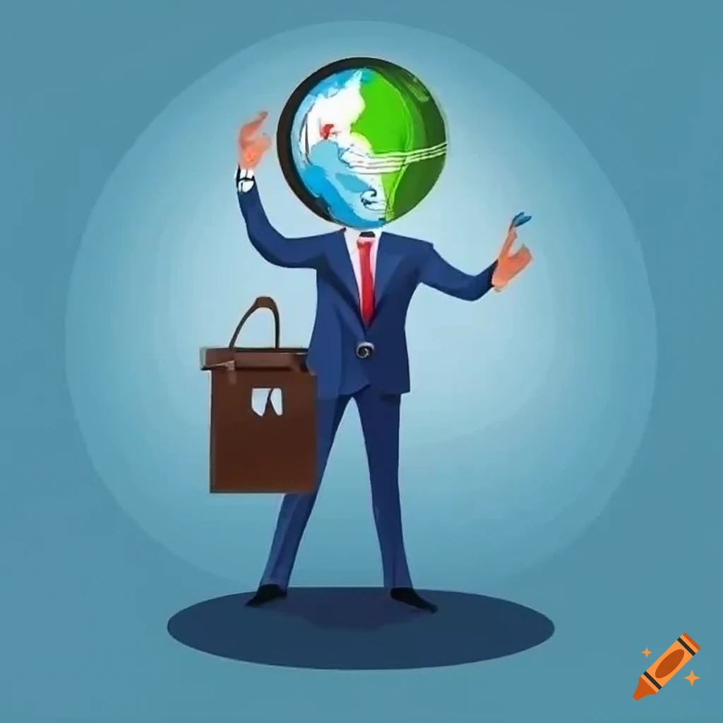 conceptual image of a businessman with globe-head offering a compass