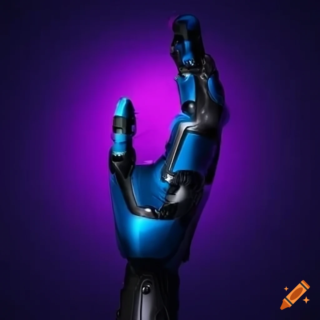 bright purple and blue bionic arm