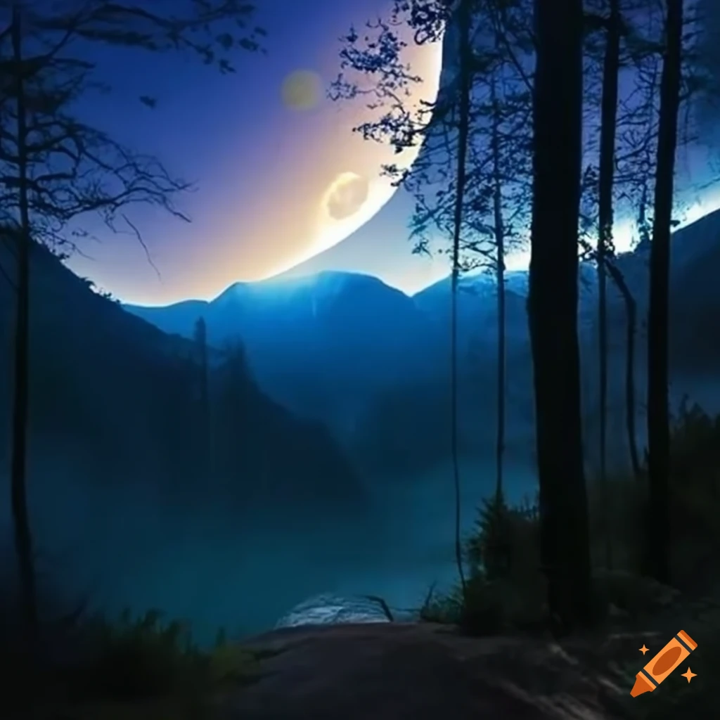 mountain trail under moonlight