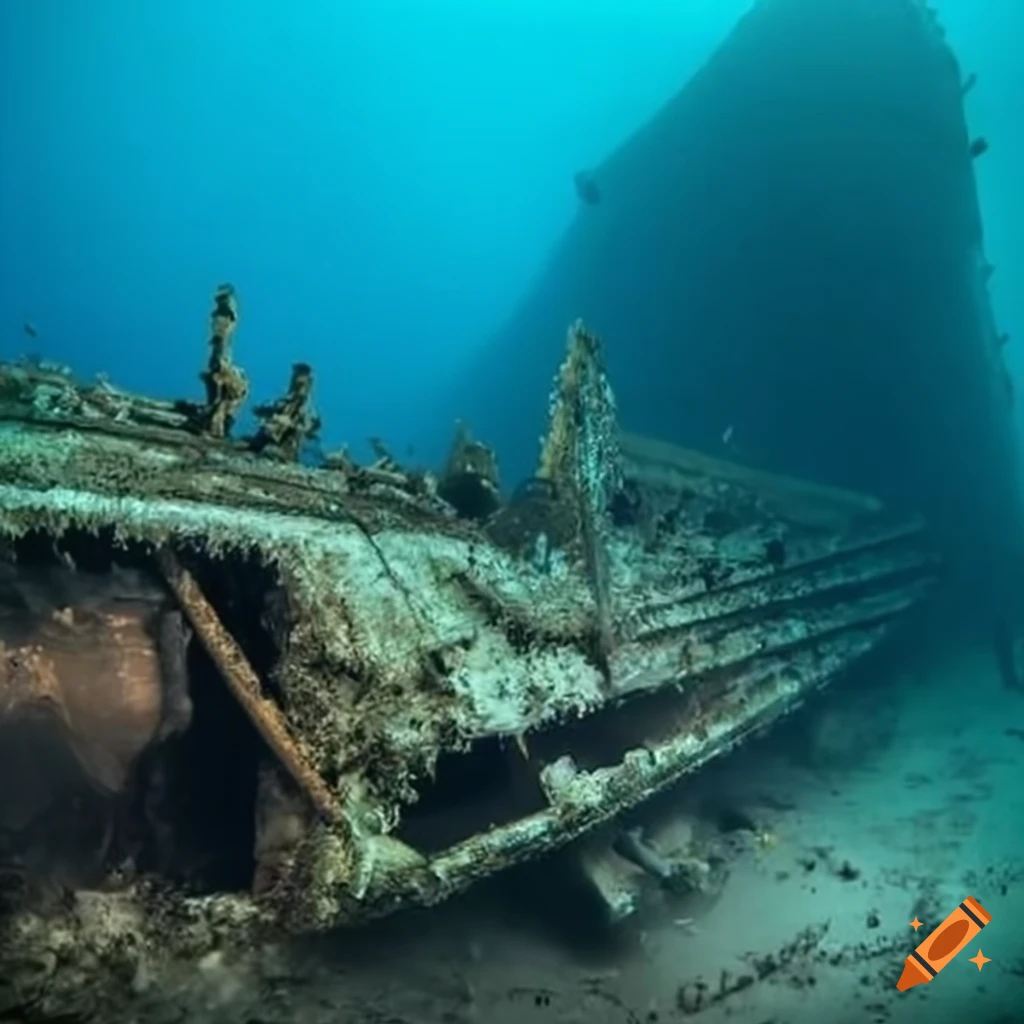 Photo of decaying underwater wreckage