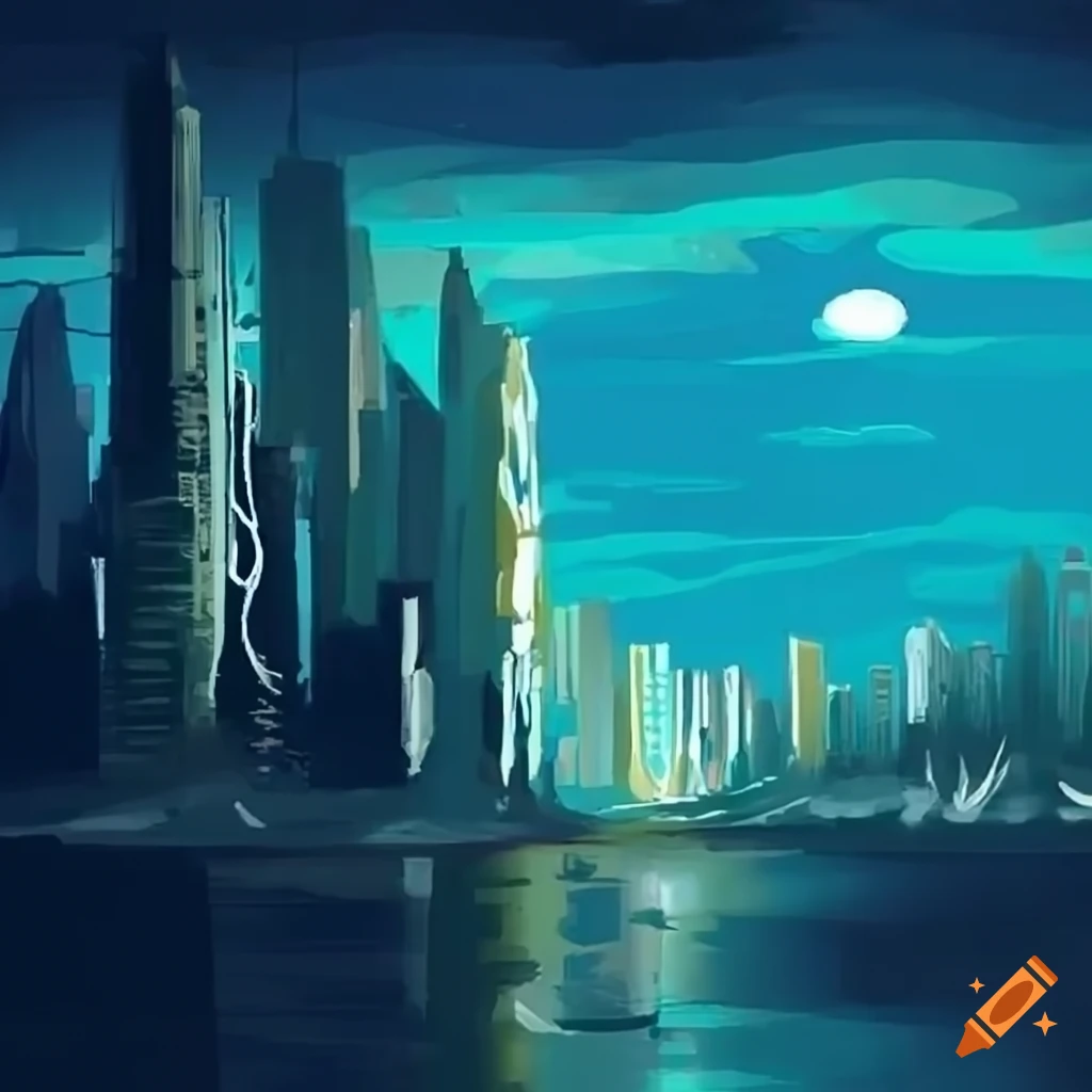 Futuristic city blending with nature on Craiyon