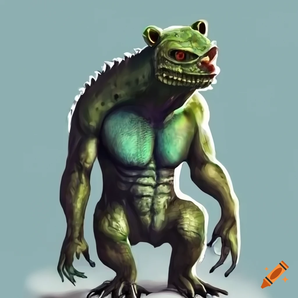 illustration of a humanoid lizard with a bear head