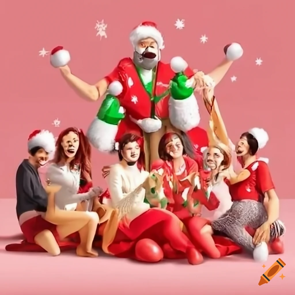 Festive call center team celebrating the holidays on Craiyon