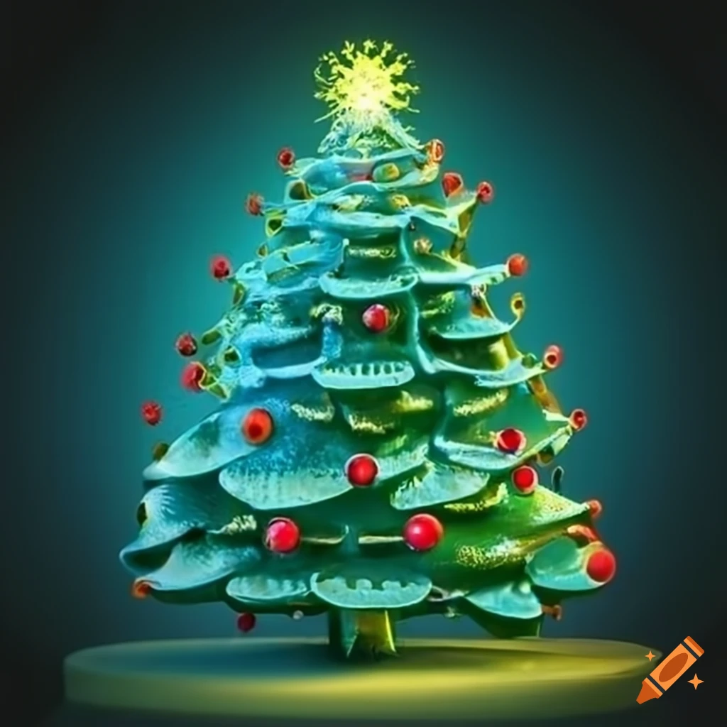 Illustration of a virusthemed christmas tree
