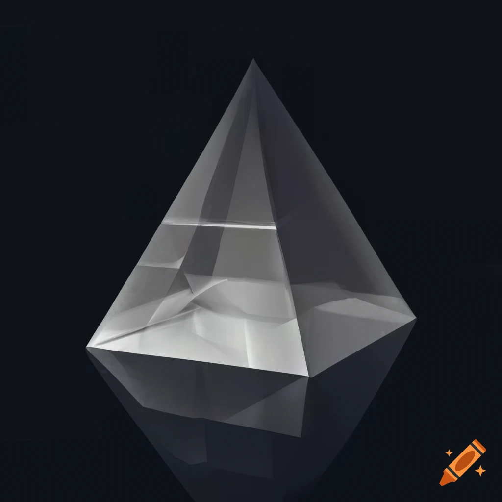 dark background with a 3d crystal pyramid