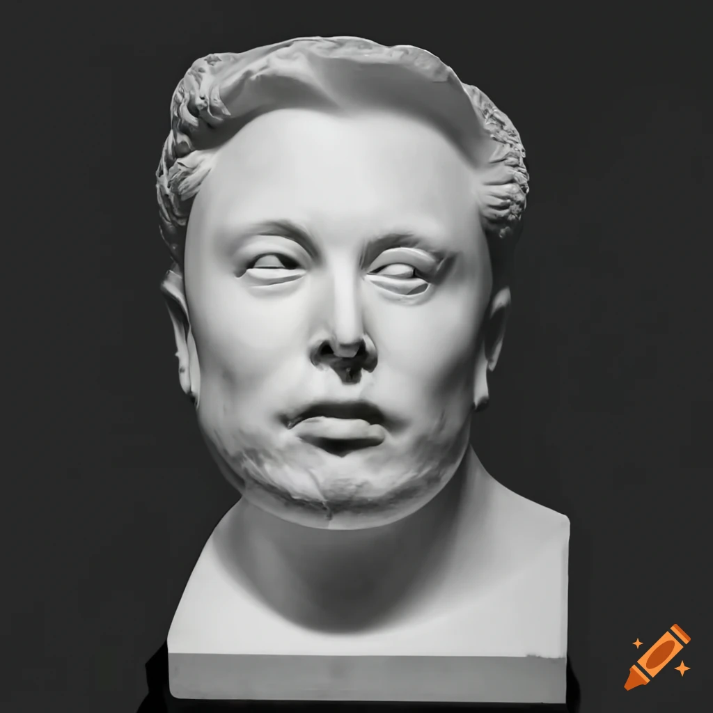 Greek marble sculpture of a man resembling elon musk on Craiyon