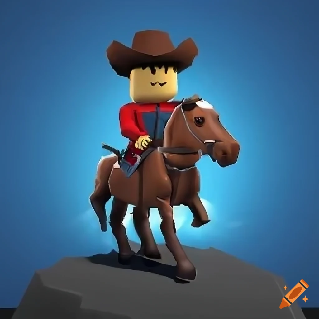 Roblox cowboy riding a horse on Craiyon