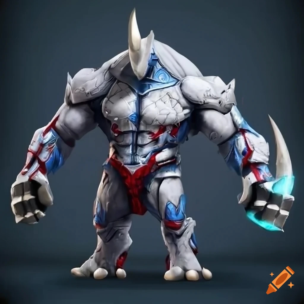 armored rhino character for fighting game