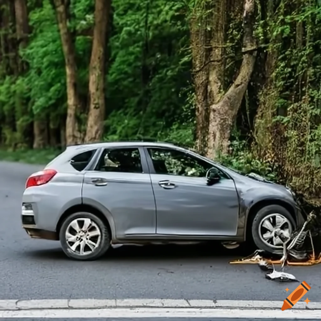 Car encountering birds on the road