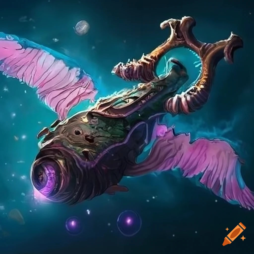 image of a small eldritch submarine in space