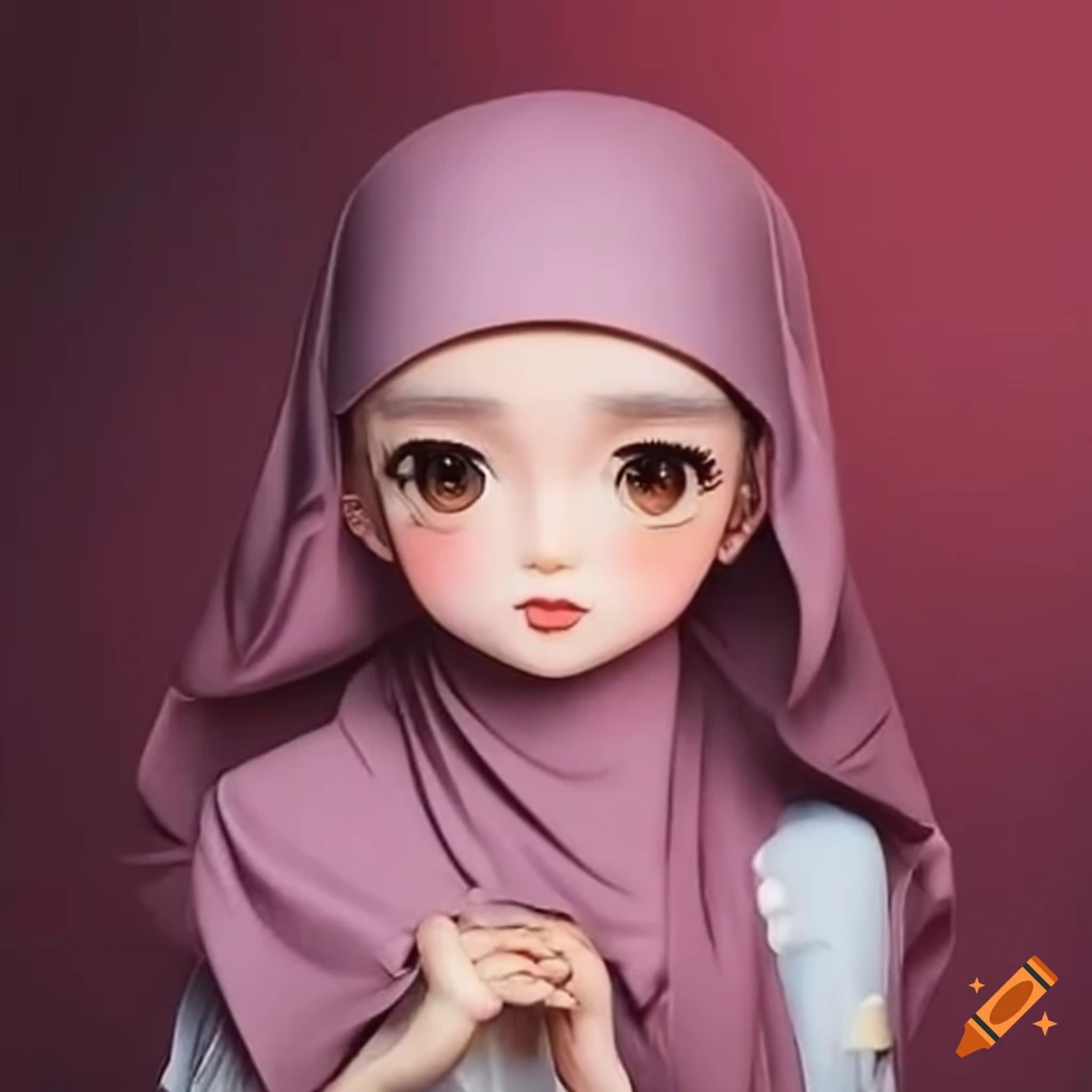 image of a woman wearing hijab with her husband and Sanrio's My Melody