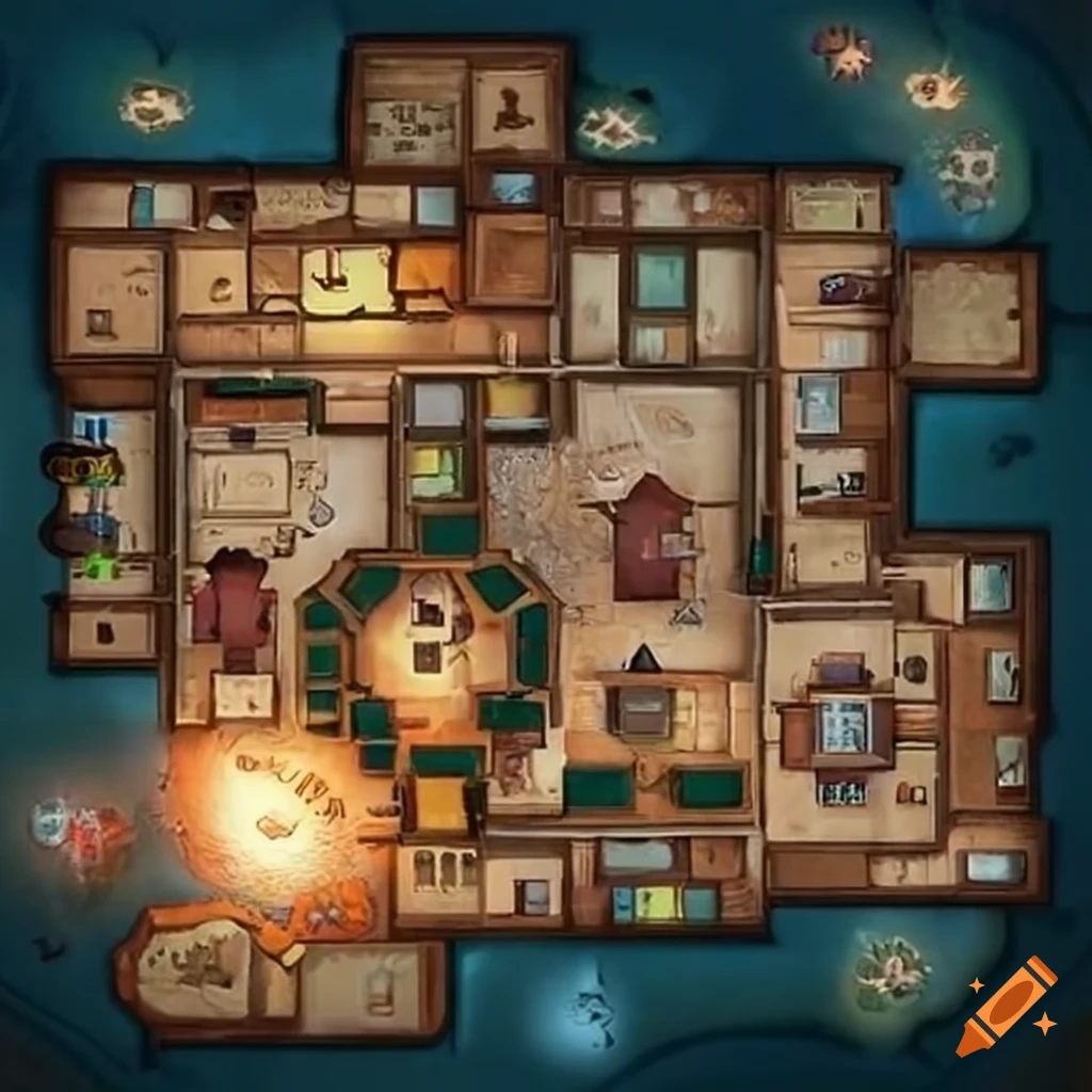 board games map in a luxurious mansion